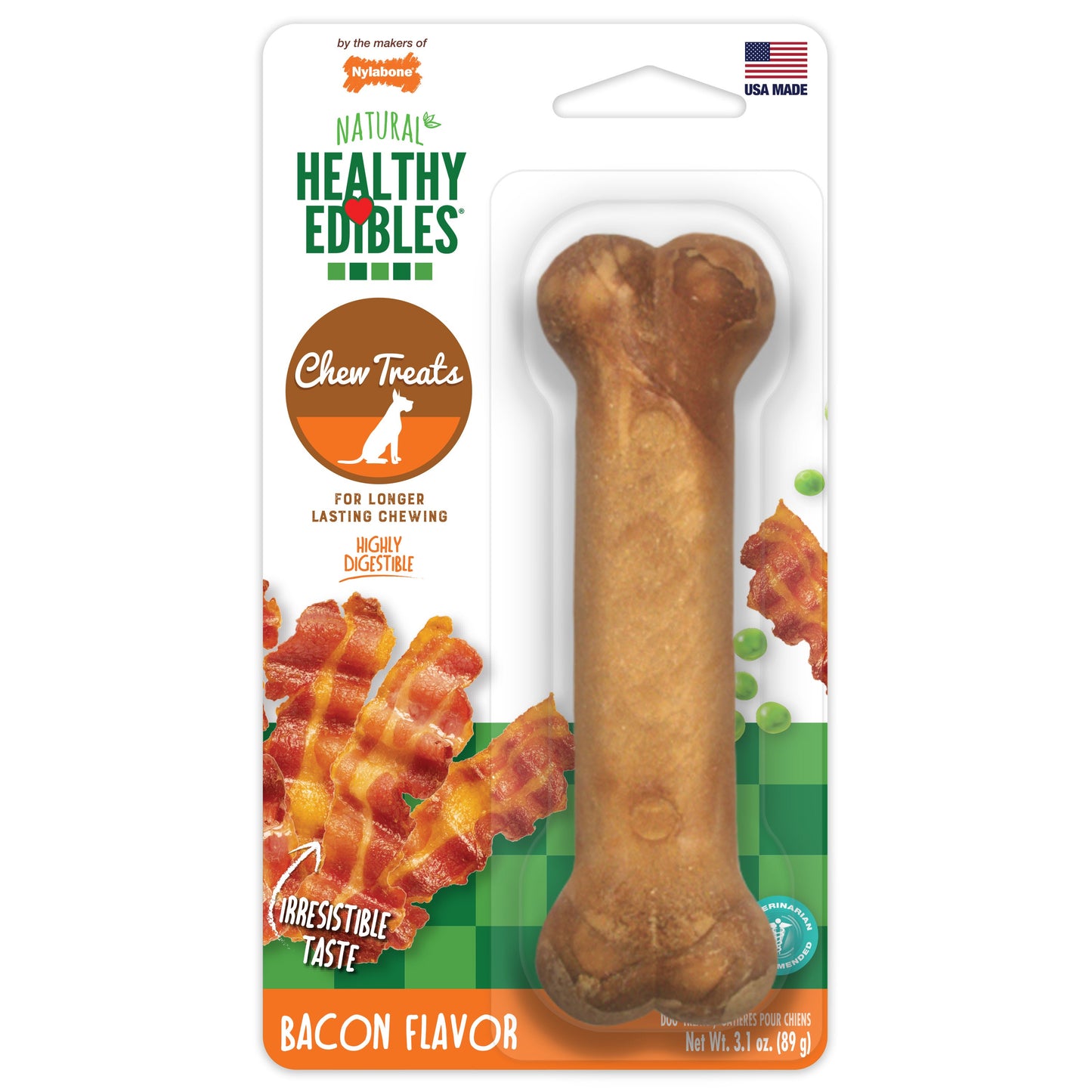 Nylabone Healthy Edibles AllNatural Long Lasting Chew Treats Bacon, 1ea/Medium/Wolf  Up To 35 Lbs. 1 ct