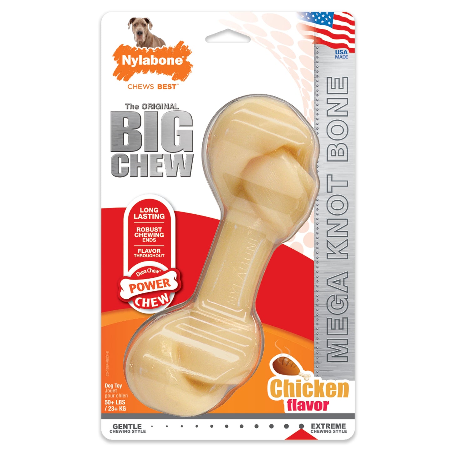 Nylabone Power Chew Knot Bone BIG Dog Chew Toy Chicken, 1ea/XXL/Monster  50 Lbs. 1 ct