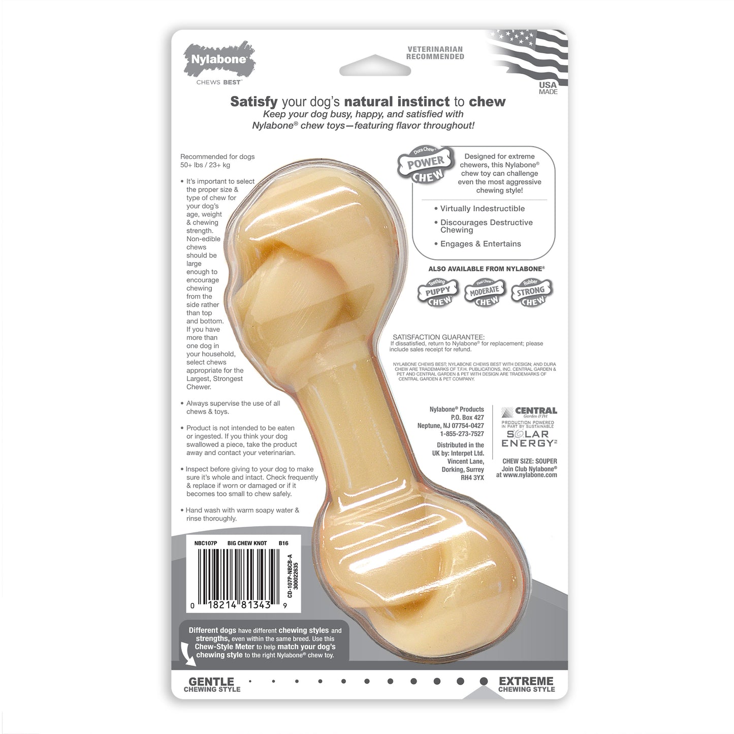 Nylabone Power Chew Knot Bone BIG Dog Chew Toy Chicken, 1ea/XXL/Monster  50 Lbs. 1 ct