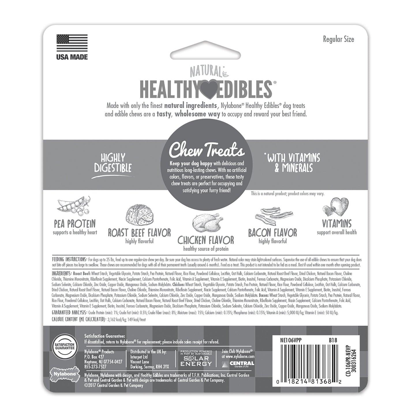 Nylabone Healthy Edibles AllNatural Long Lasting Chew Treats Variety Pack 3 count, 1ea/SMall/Regular  Up To 25 lb