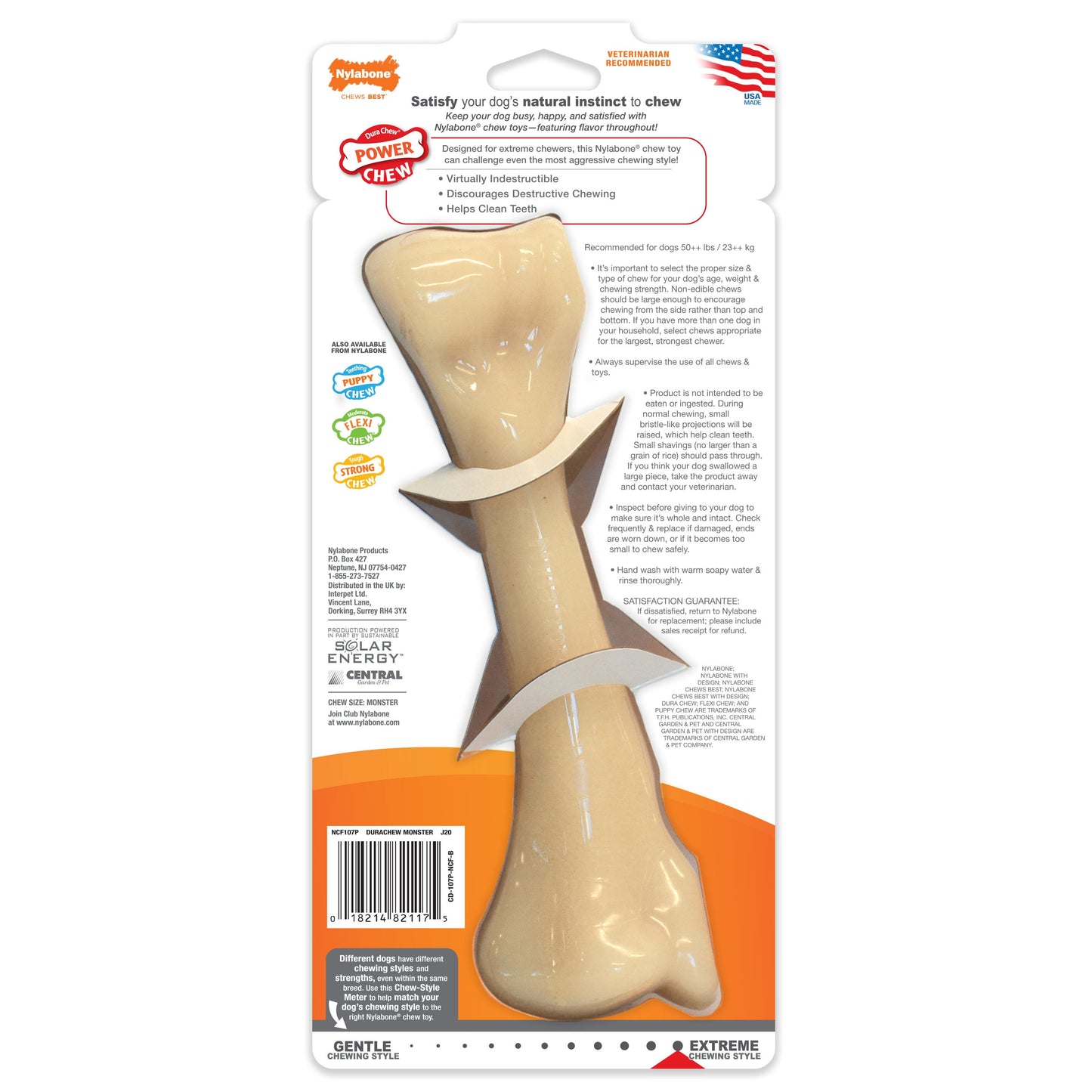 Nylabone Power Chew Monster Bone Big Dog Chew Toy Chicken, 1ea/XXL/Monster  50 Lbs. 1 ct
