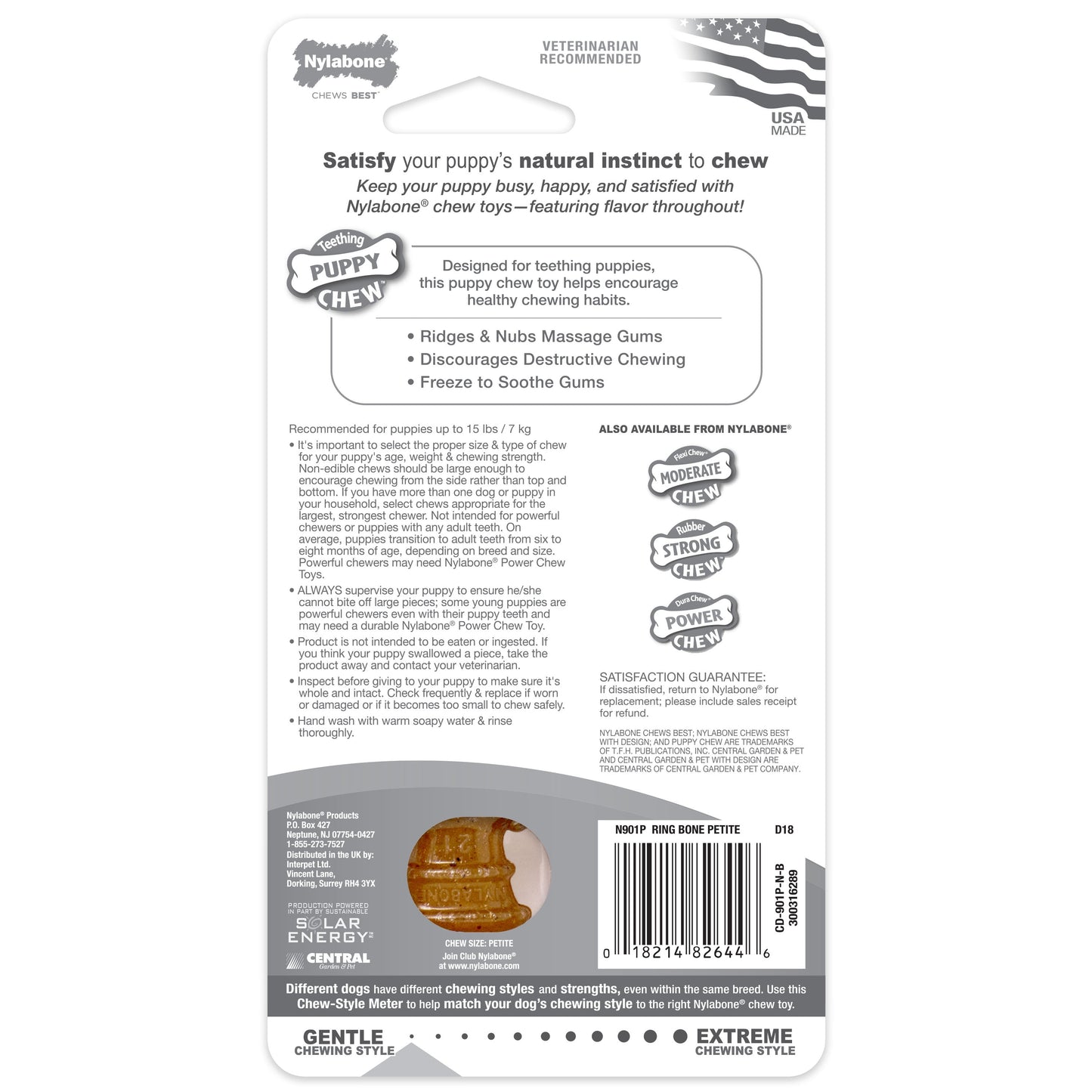 Nylabone Puppy Ring Bone Teething Toy for Puppies Chicken, 1ea/XS/Petite  Up To 15 Lbs. 1 ct
