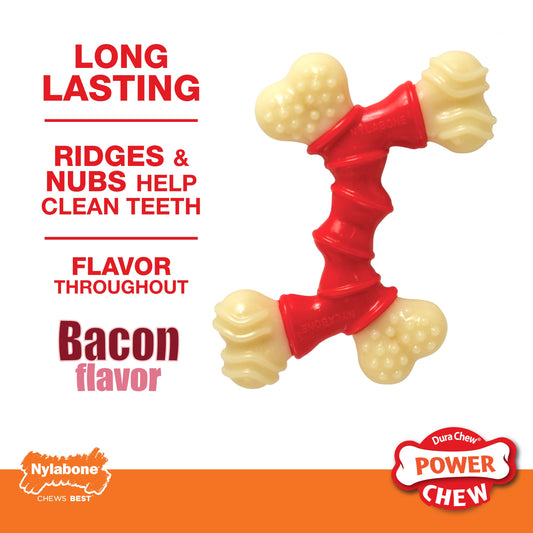 Nylabone Power Chew Double Bone Bacon Dog Chew Toy Bacon, 1ea/XS/Petite  Up To 15 Lbs. 1 ct