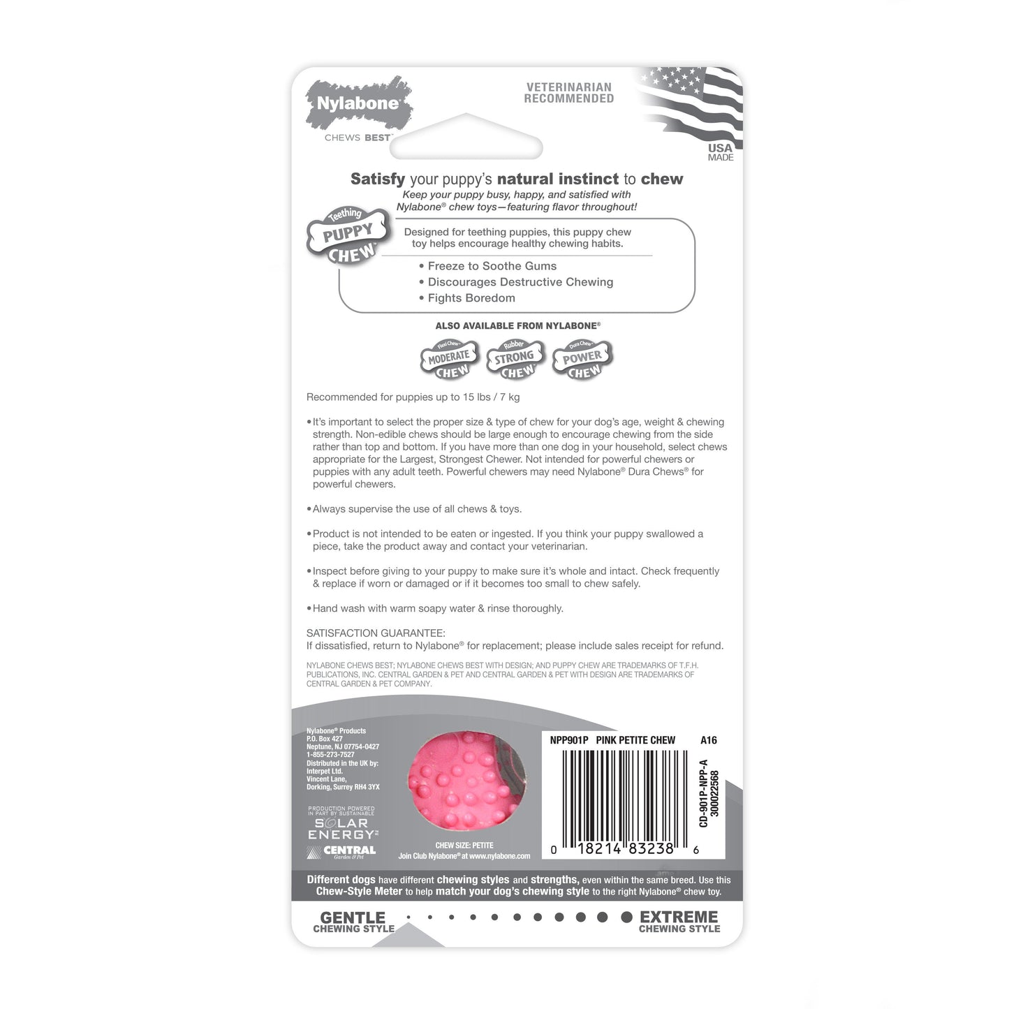 Nylabone Puppy Teething  Soothing Flexible Chew Toy Chicken, Pink, 1ea/XS/Petite  Up To 15 Lbs. 1 ct