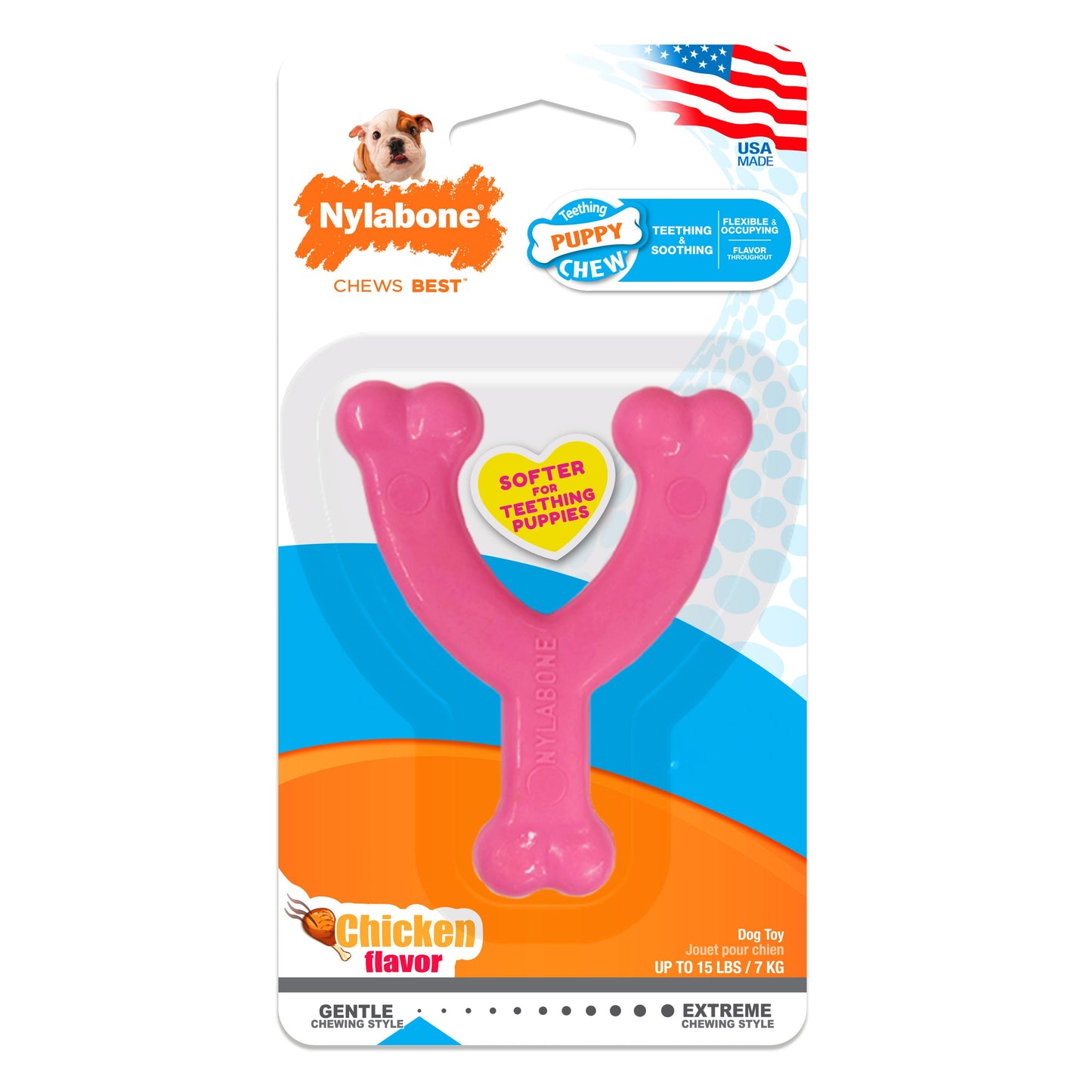 Nylabone Puppy Chew Toy Wishbone Chicken, Pink, 1ea/XS/Petite  Up To 15 Lbs. 1 ct