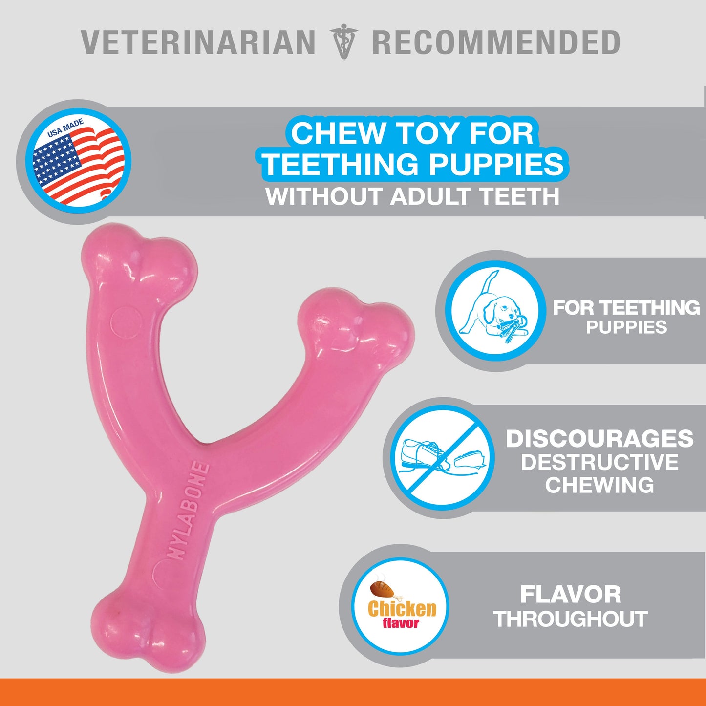 Nylabone Puppy Chew Toy Wishbone Chicken, Pink, 1ea/XS/Petite  Up To 15 Lbs. 1 ct