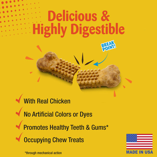 Nylabone Natural Nubz Chicken Dog Treats Chicken, 1ea/Large  30 Lbs. 12 ct