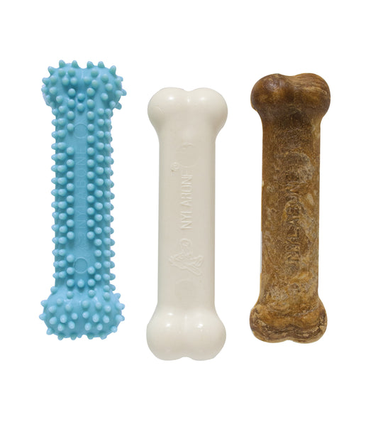 Nylabone Puppy Chew Variety Toy  Treat Triple Pack 3 count, 1ea/SMall/Regular  Up To 25 Ibs.