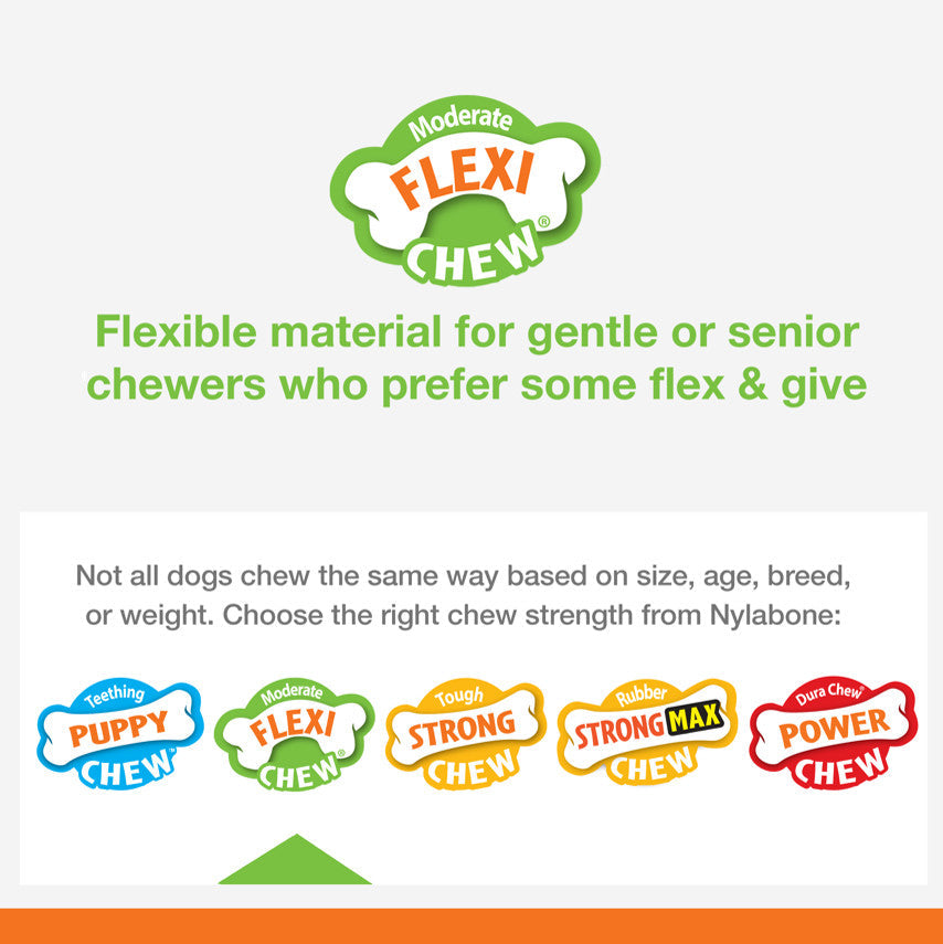 Nylabone Moderate Chew FlexiChew Bone Peanut Butter  Bacon, Orange  Blue, 1ea/XXS/Tiny  Up To 8 Lbs. 2 ct