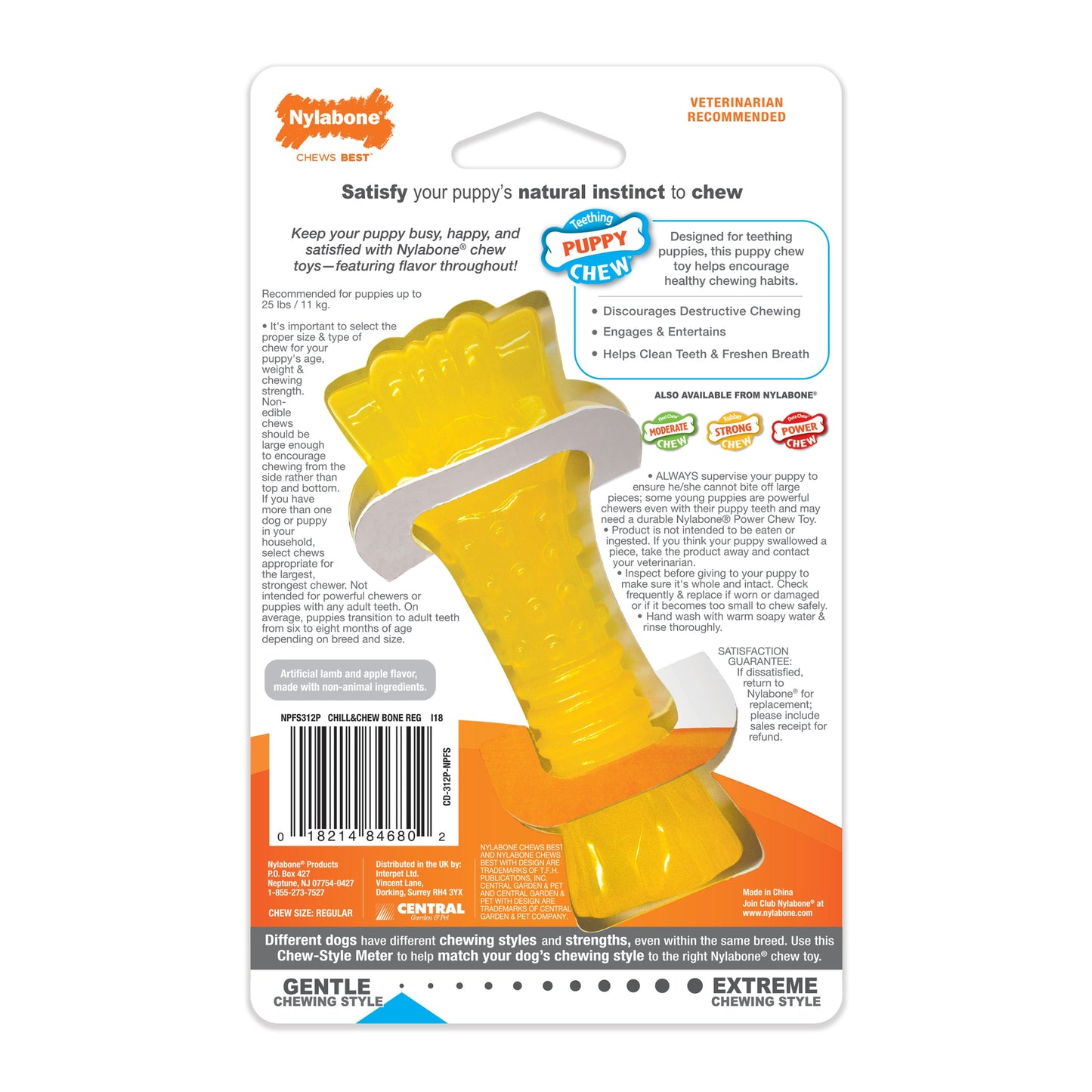 Nylabone Puppy Chew Freezer Dog Bone Lamb  Apple, 1ea/SMall/Regular  Up To 25 Ibs. 1 ct