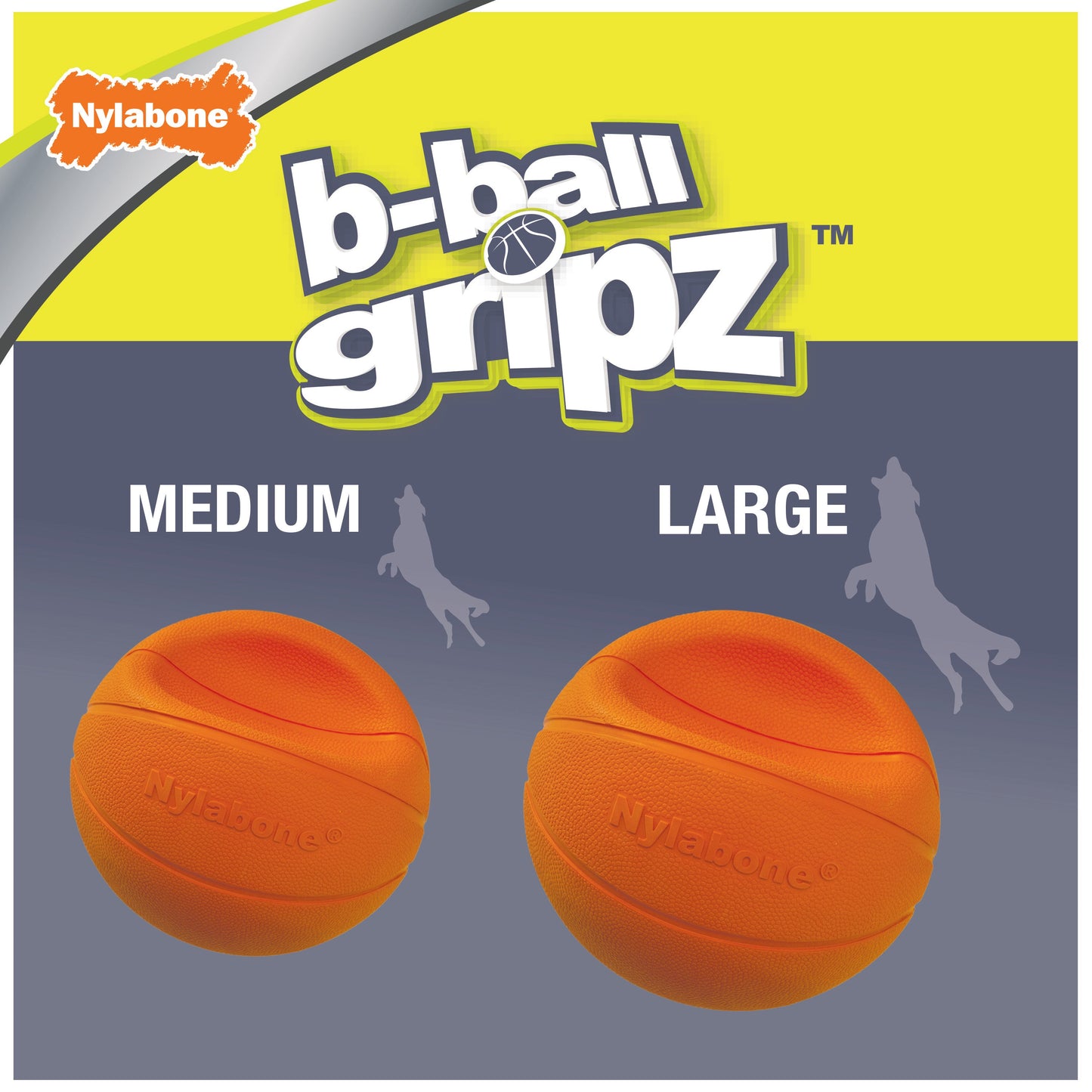 Nylabone Power Play Dog Basketball BBall Gripz 1ea/Medium/Wolf  Up To 35 Lbs. 4.5 in 1 ct