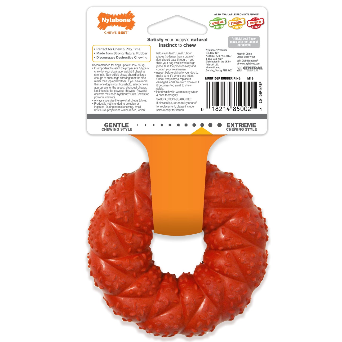 Nylabone Strong Chew Braided Dog Ring Chew Toy Beef, 1ea/Medium/Wolf  Up To 35 Lbs. 1 ct