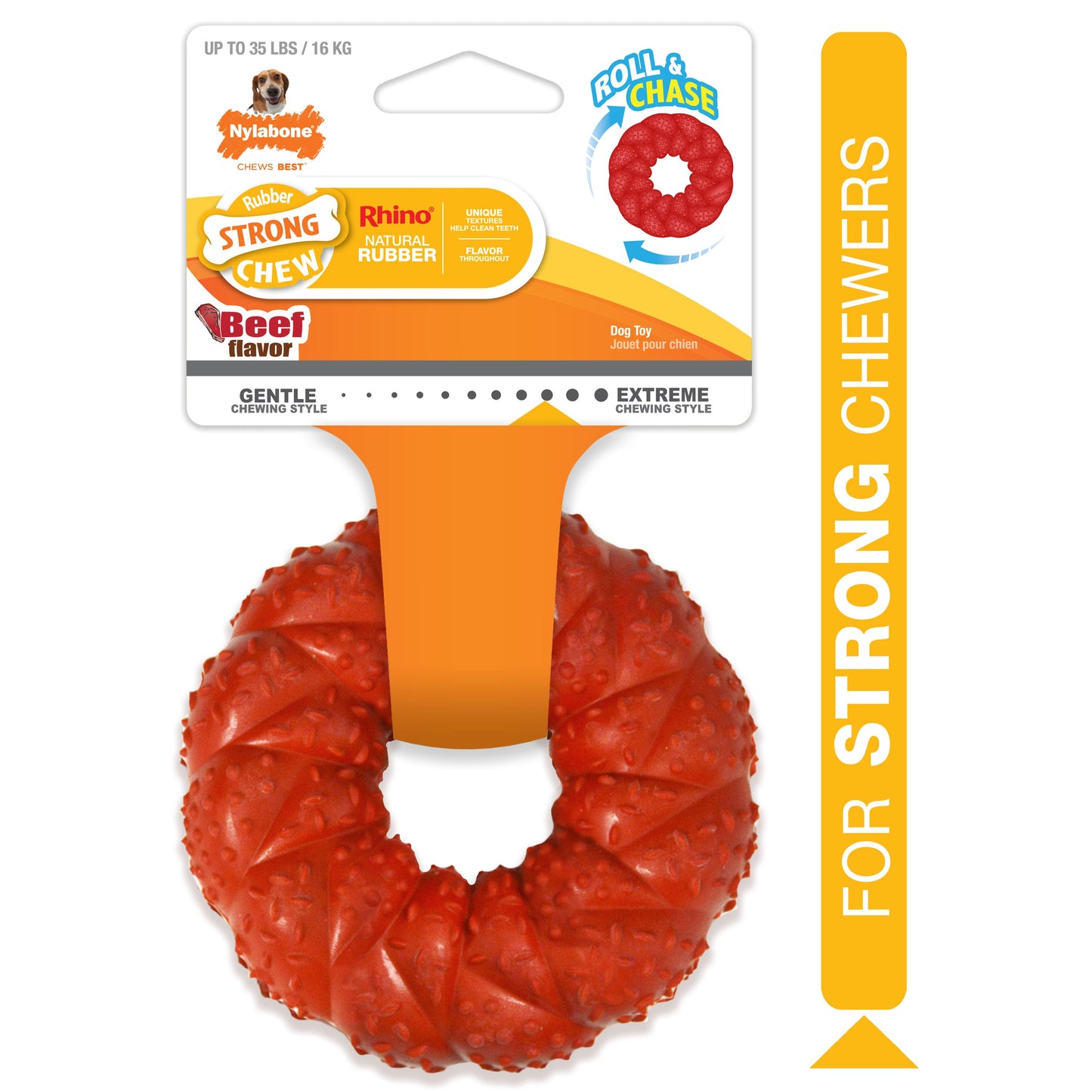 Nylabone Strong Chew Braided Dog Ring Chew Toy Beef, 1ea/Medium/Wolf  Up To 35 Lbs. 1 ct