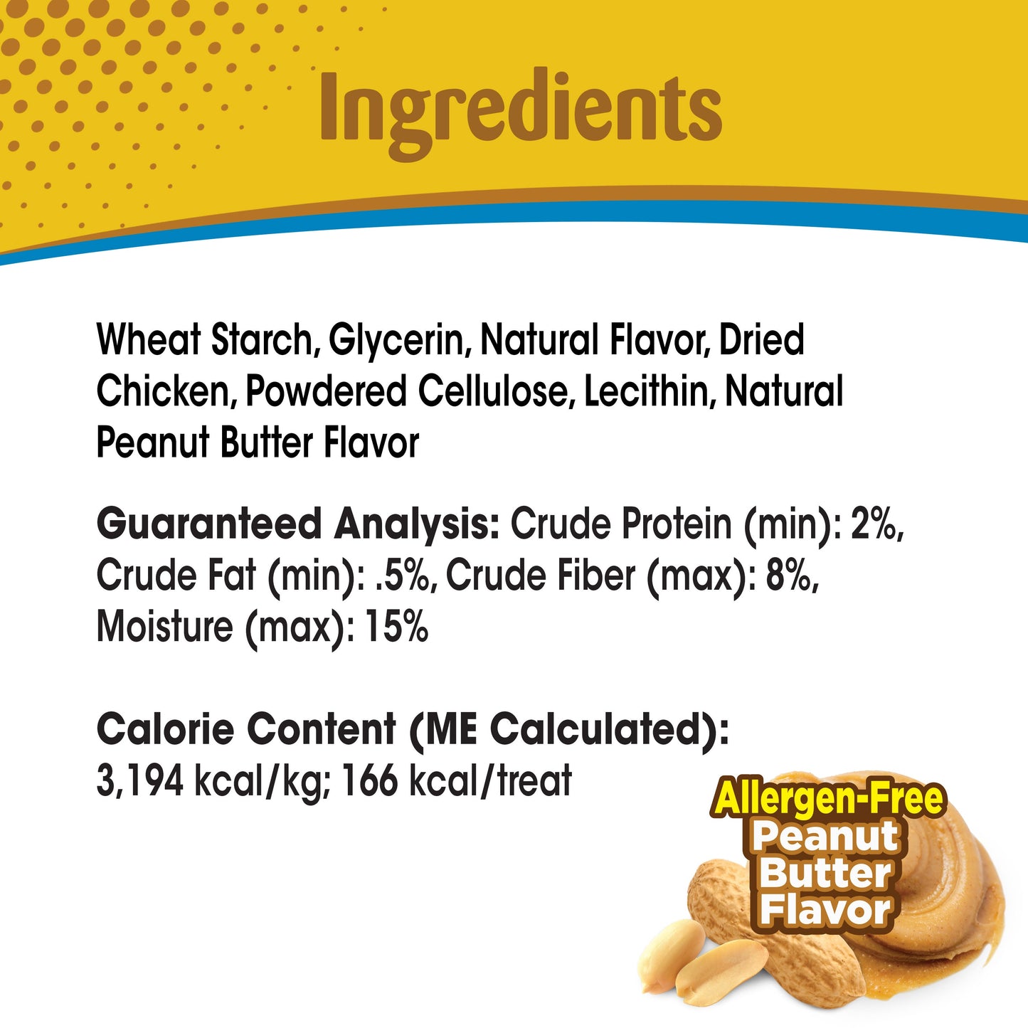 Nylabone Natural Nubz Dog Treats, AllergenFree Peanut Butter Peanut Butter, 1ea/Large  30 Lbs. 15 ct
