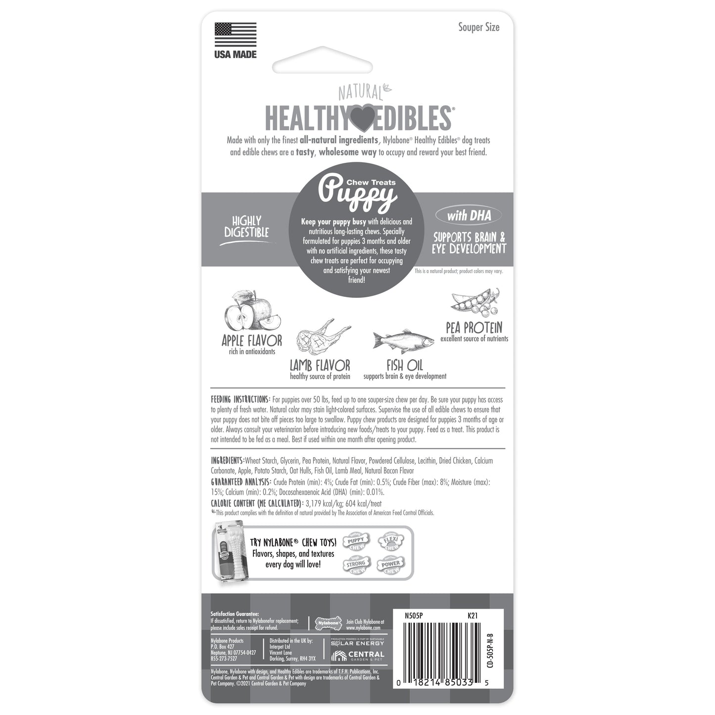 Nylabone Healthy Edibles AllNatural Long Lasting Puppy Chew Treats Lamb  Apple, 1ea/XL/Souper  50 Lbs. 1 ct