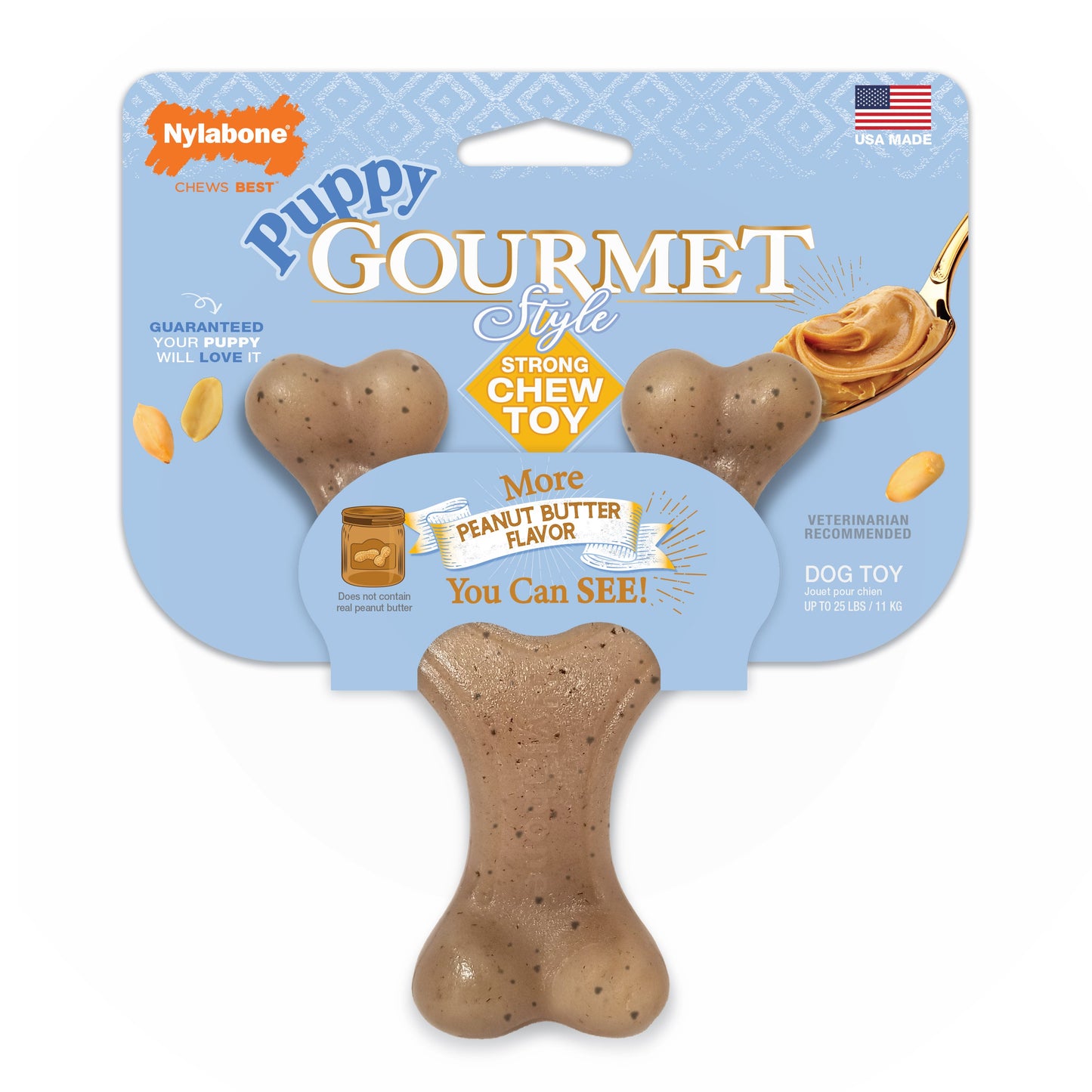 Nylabone Gourmet Style Strong Wishbone Puppy Chew Toy Peanut Butter, 1ea/SMall/Regular  Up To 25 Ibs. 1 ct