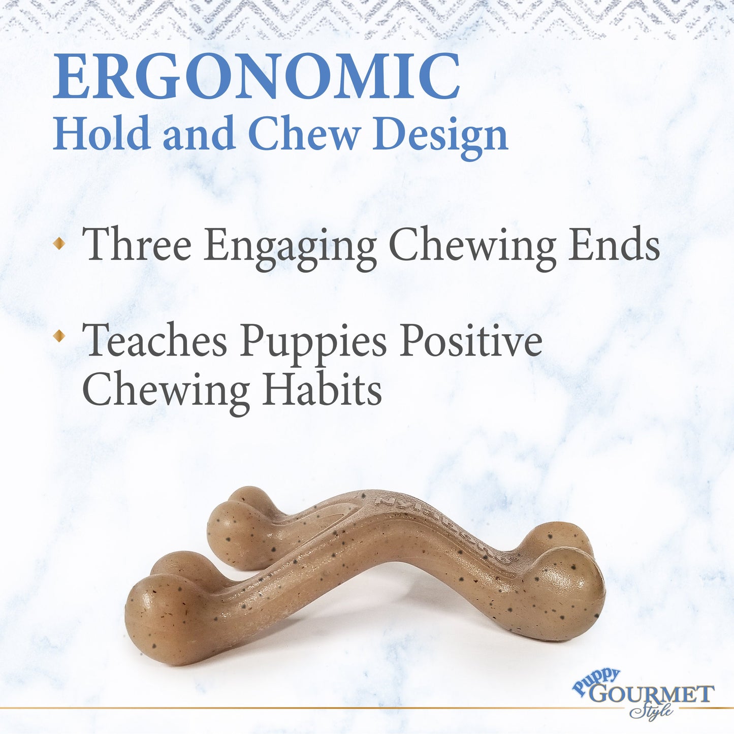 Nylabone Gourmet Style Strong Wishbone Puppy Chew Toy Peanut Butter, 1ea/SMall/Regular  Up To 25 Ibs. 1 ct