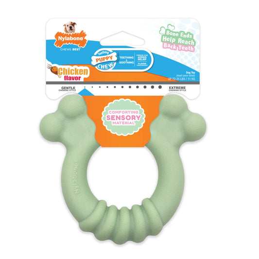 Nylabone Sensory Material Puppy Teething Ring Chicken, 1ea/SMall/Regular  Up To 25 Ibs. 1 ct