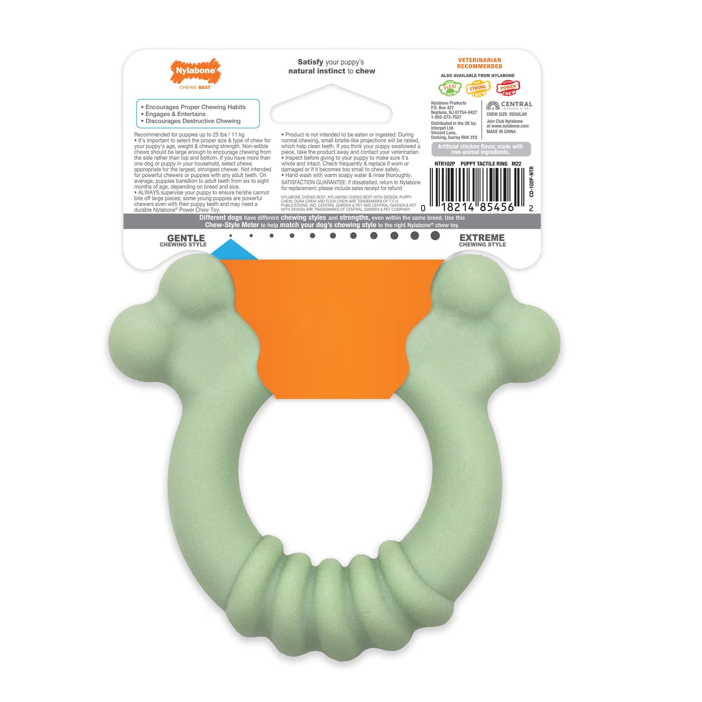 Nylabone Sensory Material Puppy Teething Ring Chicken, 1ea/SMall/Regular  Up To 25 Ibs. 1 ct