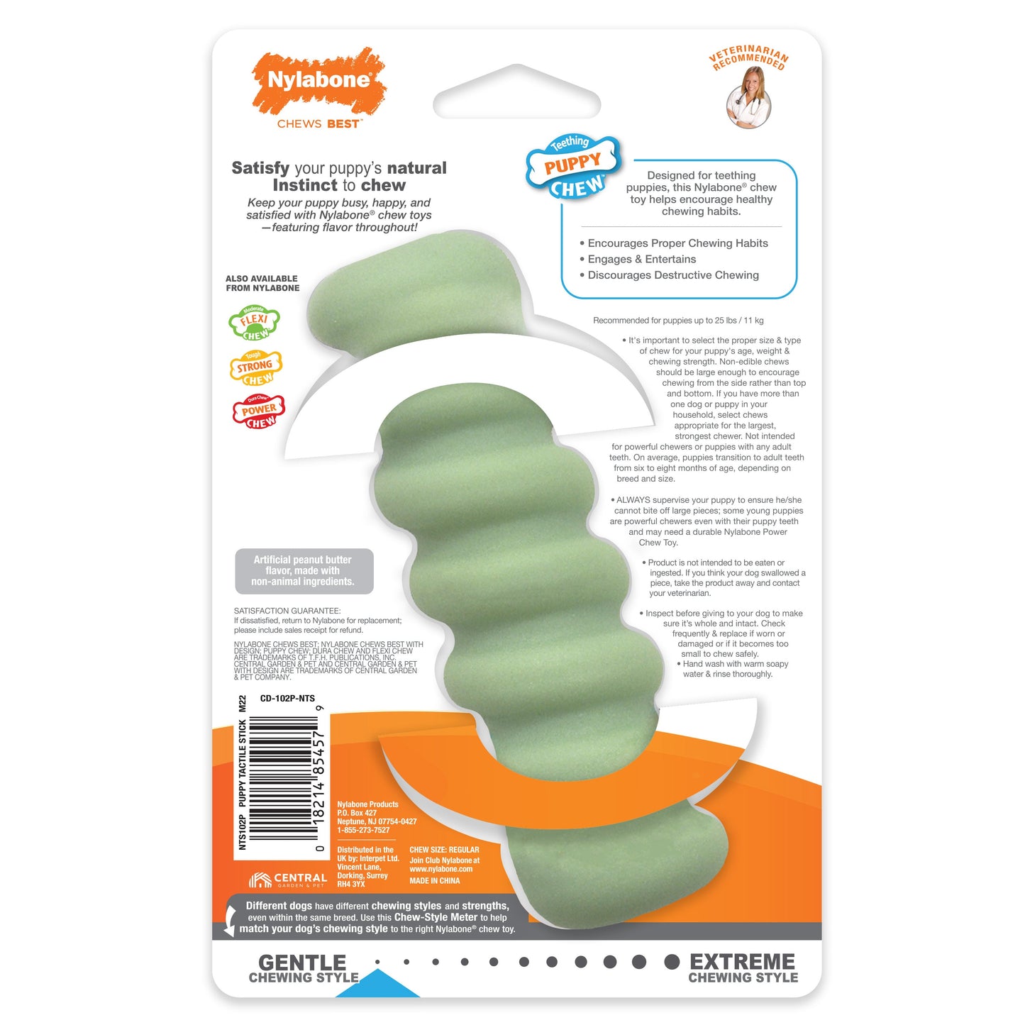 Nylabone Sensory Material Puppy Teething Toy Peanut Butter, 1ea/SMall/Regular  Up To 25 Ibs. 1 ct