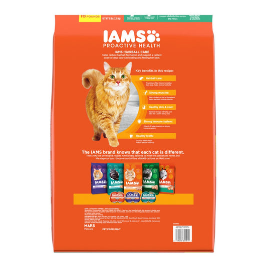 IAMS Proactive Health Hairball Care Adult Dry Cat Food Chicken & Salmon 16lb