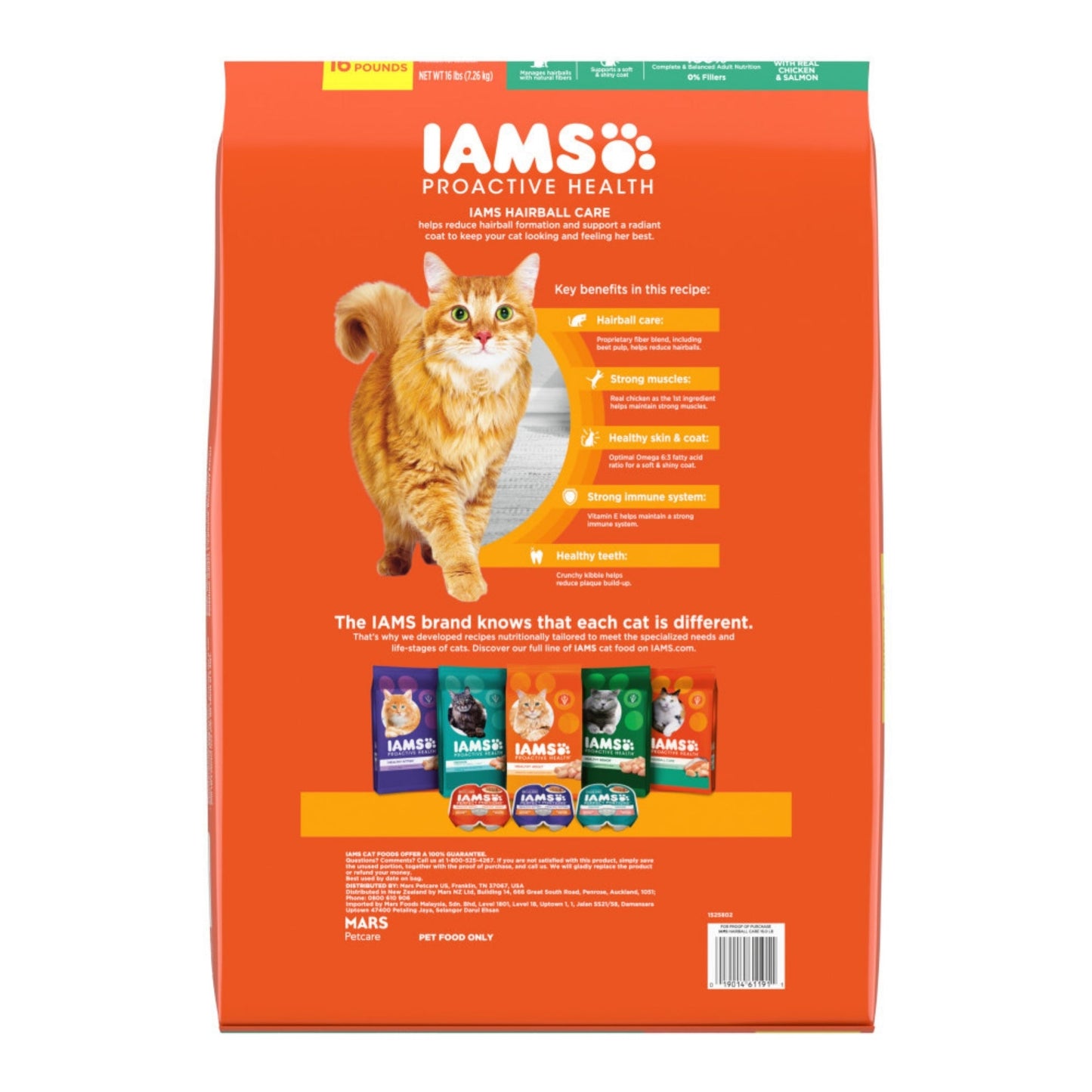IAMS Proactive Health Hairball Care Adult Dry Cat Food Chicken & Salmon 16lb