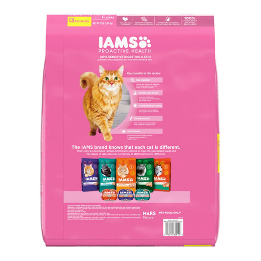 IAMS Proactive Health Sensitive Digestion & Skin Adult Dry Cat Food Turkey 13lb