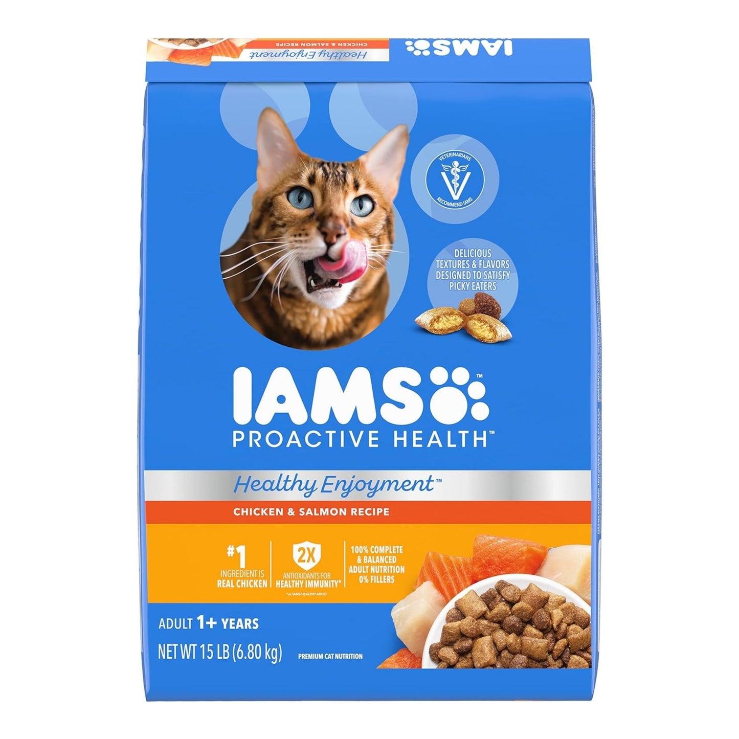 IAMS ProActive Health Healthy Enjoyment Dry Cat Food Chicken & Salmon 15lb