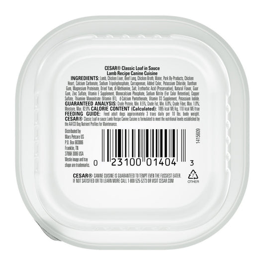 Cesar Classic Loaf in Sauce Adult Wet Dog Food Lamb 3.5oz 24pk