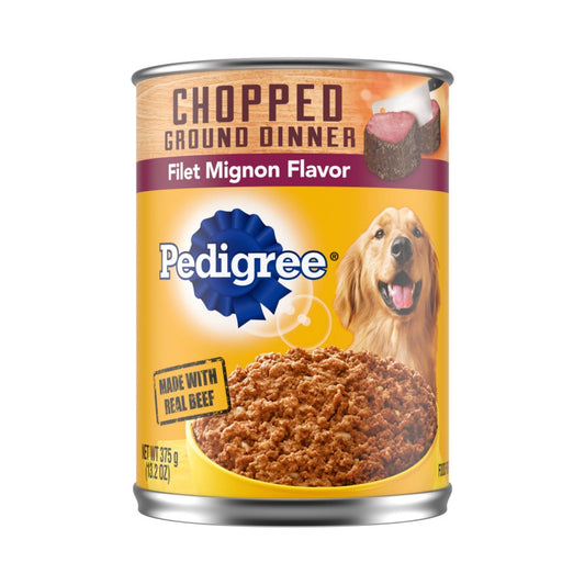 Pedigree Chopped Ground Dinner Adult Wet Dog Food Filet Mignon 13.2oz 12pk