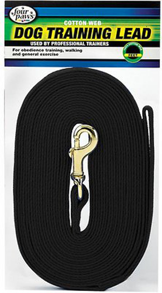 Four Paws Cotton Web Dog Lead Black, 1ea/15 Foot
