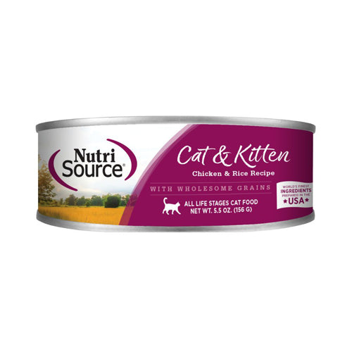 NutriSource Cat & Kitten All Life Stages Canned Cat Food Chicken & Rice 5.5oz