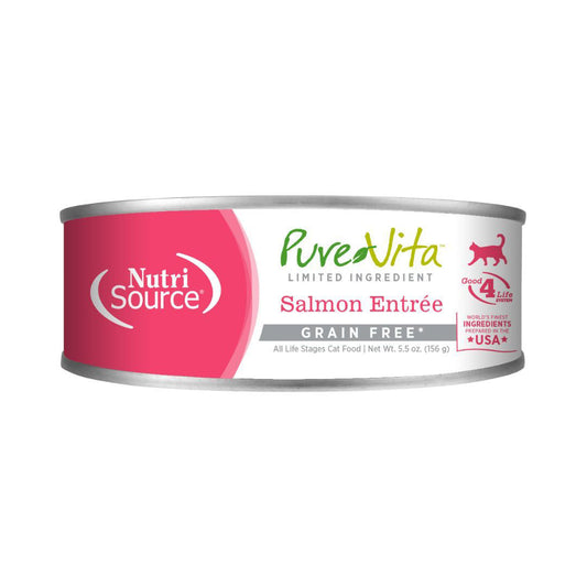 NutriSource PureVita LID Grain Free Canned Cat Food Salmon Entrée 5.5oz