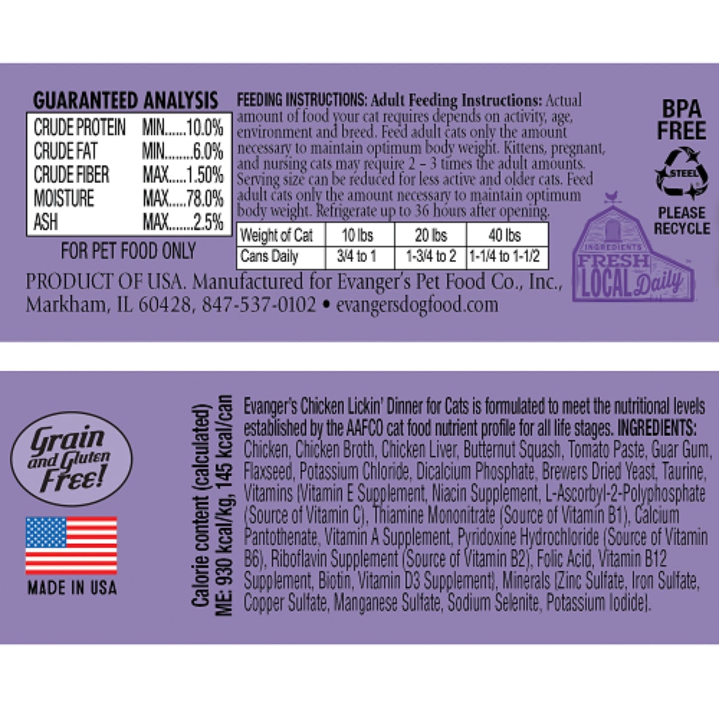 Evanger's Heritage Classic Wet Cat Food Chicken Lickin' 5.5oz 24pk