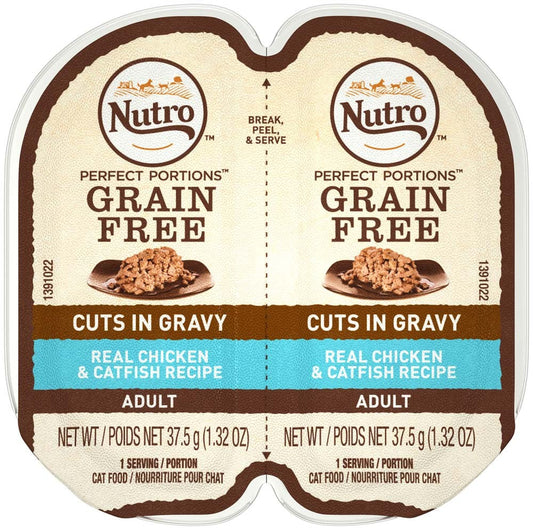 Nutro Products Perfect Portions Grain Free Cuts in Gravy Adult Wet Cat Food Chicken & Catfish 2.6oz 12pk