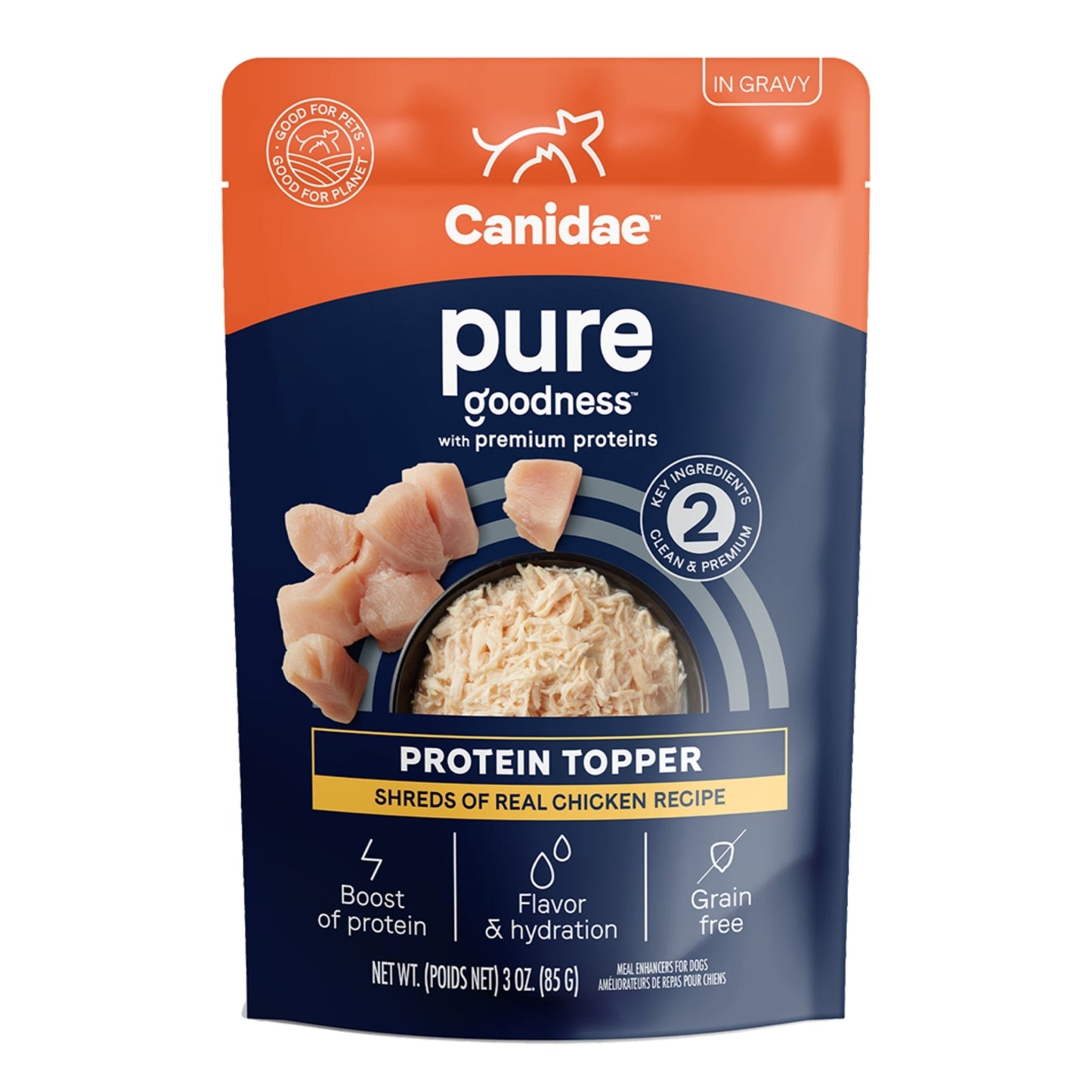 CANIDAE PURE Goodness Protein Topper for Dogs Shredded Chicken in Gravy 3oz