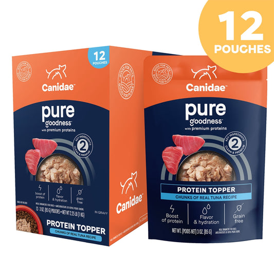 CANIDAE PURE Goodness Protein Topper for Dogs Tuna Chunks in Gravy 3oz