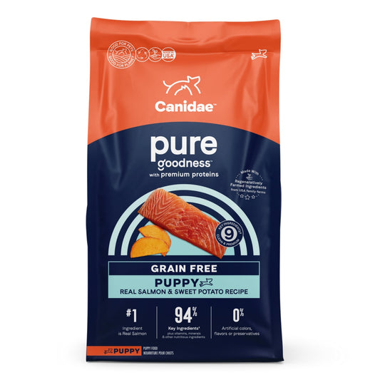 CANIDAE PURE Goodness Grain-Free LID Dry Puppy Food Real Salmon & Sweet Potato 22lb