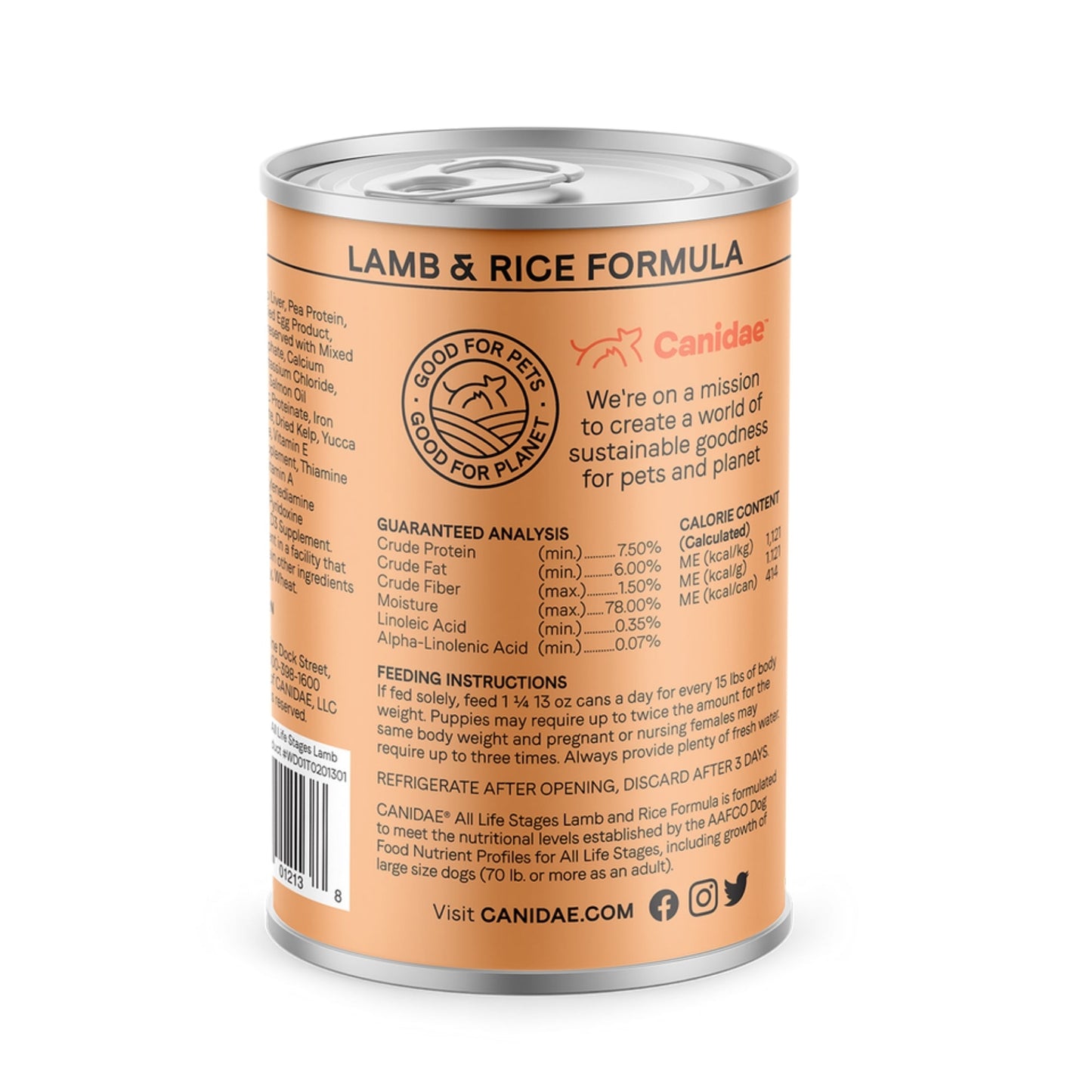 CANIDAE All Life Stages Canned Dog Food Lamb & Rice 13oz. (Case of 12)
