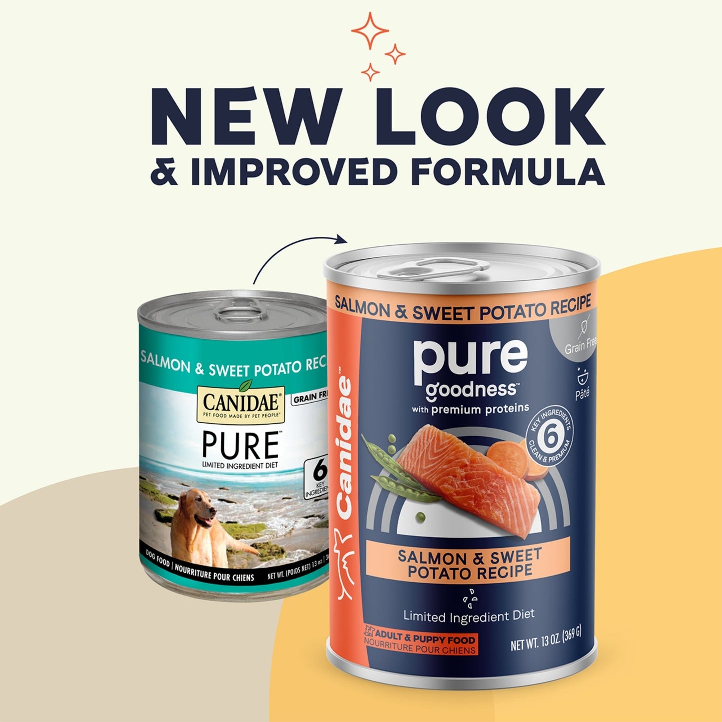 CANIDAE PURE Goodness Grain-Free LID Canned Dog Food Salmon and Sweet Potato 13oz