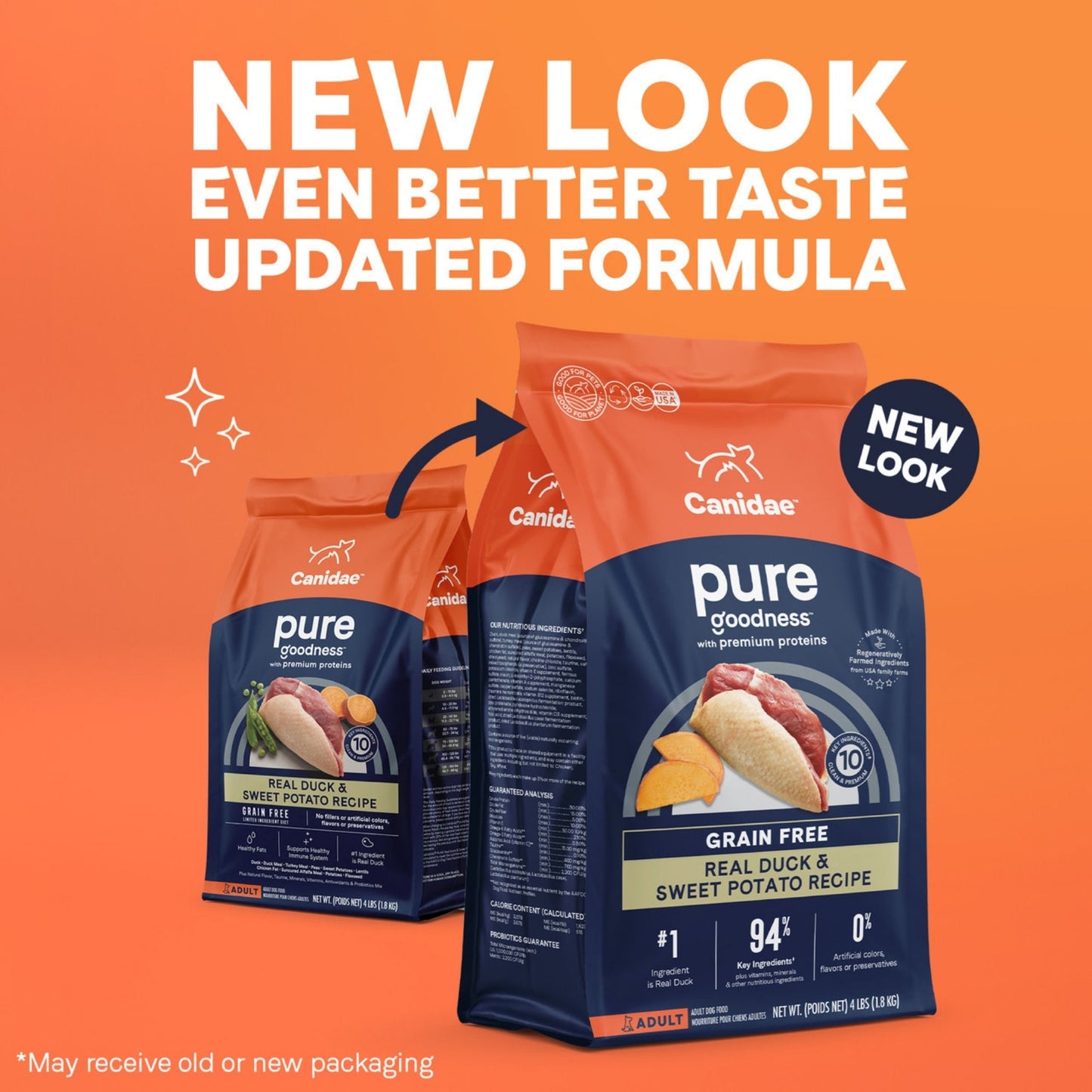 CANIDAE PURE Goodness Grain-Free LID Dry Dog Food Duck & Sweet Potato 22lb