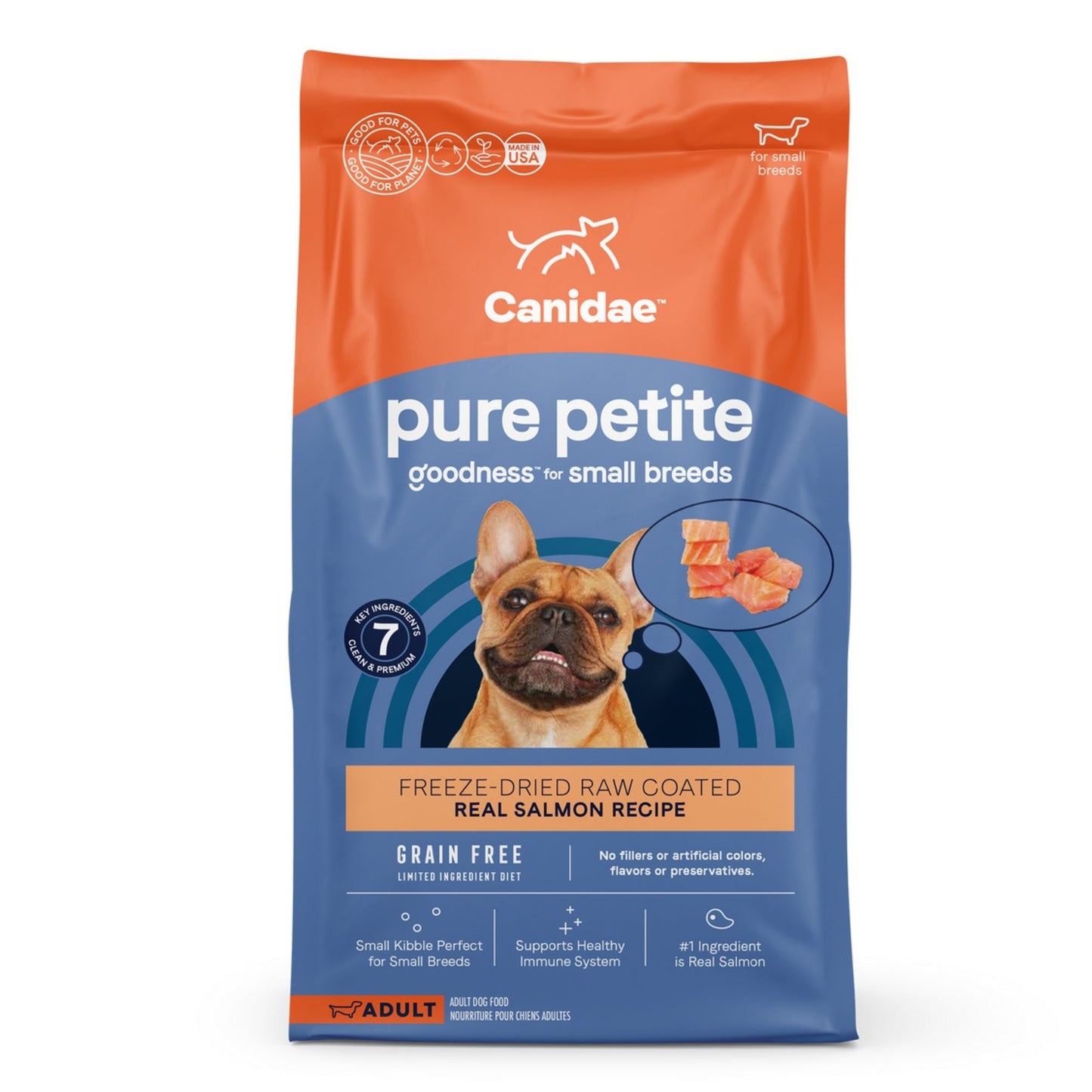 CANIDAE PURE Goodness Grain-Free LID Petite Small Breed Adult Coated Dry Dog Food Salmon 4lb