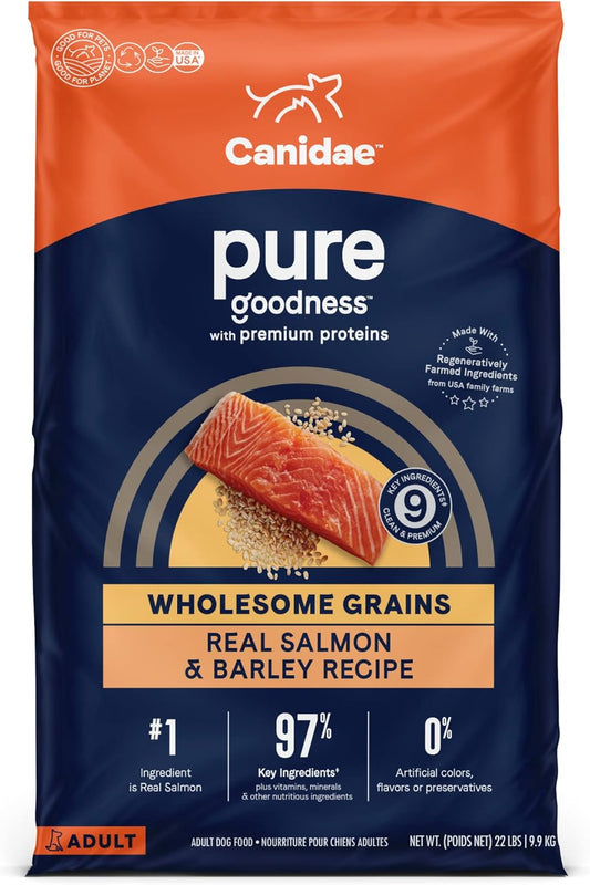 CANIDAE PURE Goodness w/Wholesome Grains Dry Dog Food Salmon & Barley 22lb