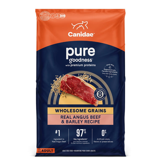CANIDAE PURE Goodness w/Wholesome Grains Dry Dog Food Beef & Barley 22lb