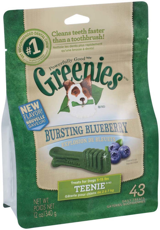 Greenies Dog Dental Treats Teenie, Blueberry, 1ea/12 oz, 43 ct