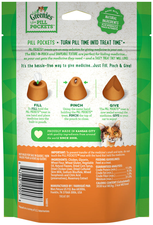 Greenies Feline Pill Pockets Cat Treats Chicken, 1ea/3 oz, 85 ct