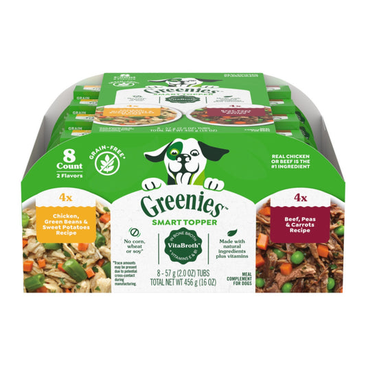 Greenies Smart Topper GrainFree Meal Compliment for Dogs Variety Pack Chicken  Beef, 2ea/2 oz, 8 pk