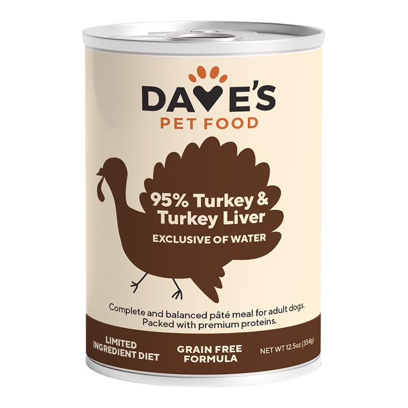 Dave's Pet Food Dog 95% Premium Meats Turkey And Turkey Liver 12.5oz. (Case of 12)