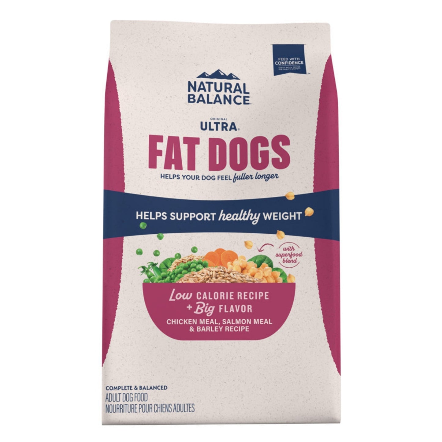 Natural Balance Pet Foods Original Ultra Fat Dogs Dry Dog Food Chicken Meal, Salmon Meal & Barley 4lb