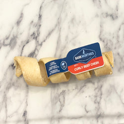 Barkworthies Curly Beef Cheek Dog Treat 10ea/10 ct
